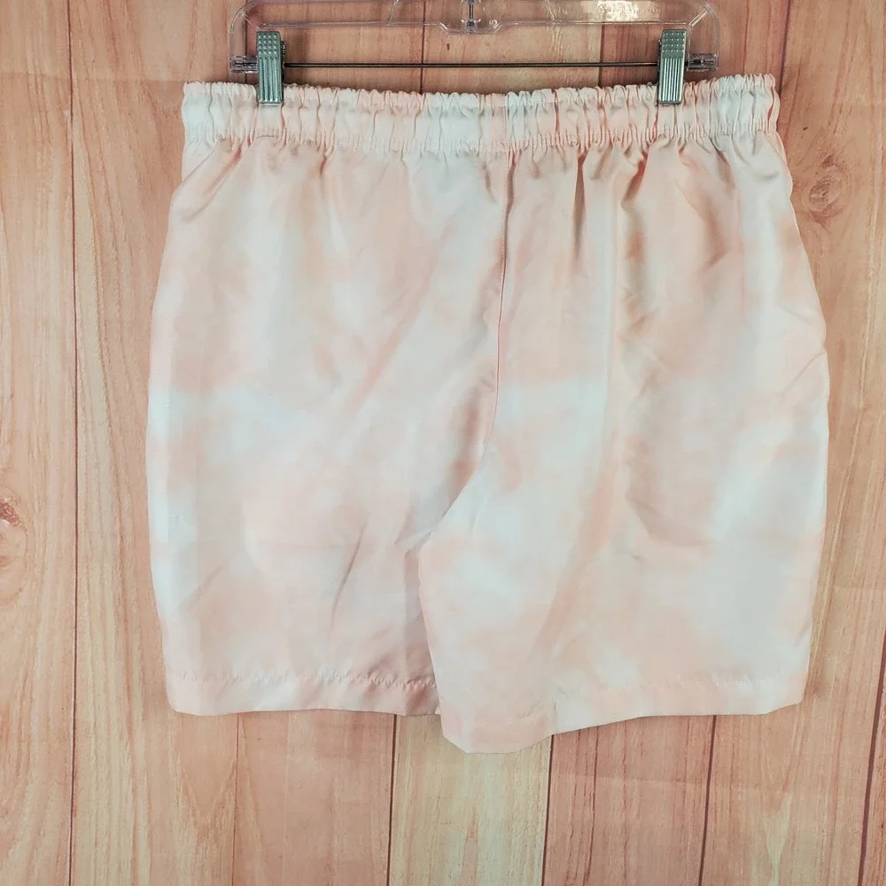 Sonneti London Swim Shorts Mens XL Pink White Tie Dye Mesh Lined Logo Drawstring